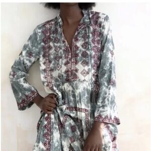 ZARA Tie Dye Embroidered Boho Kaftan Dress Moroccan Style Embroidered XL